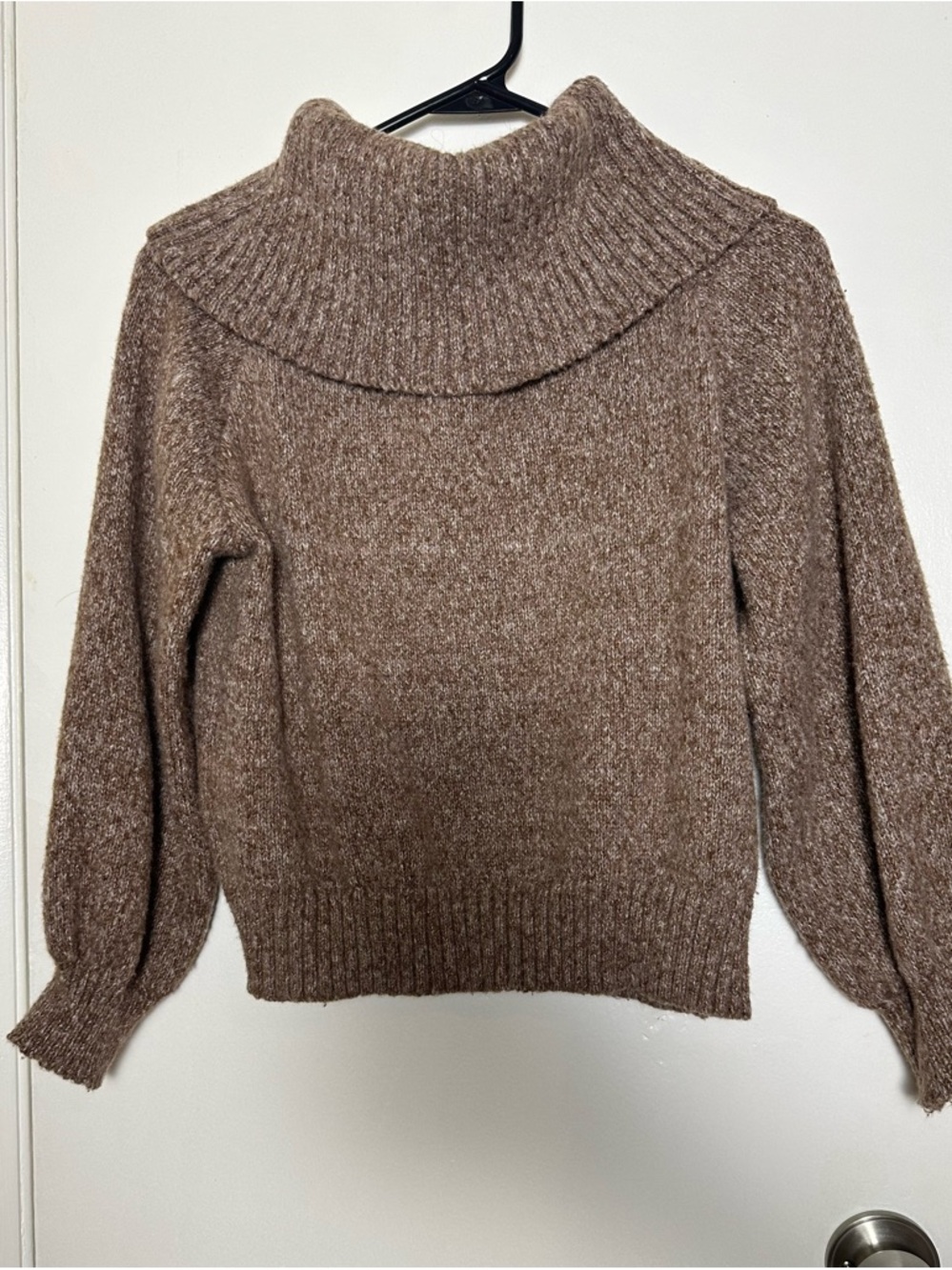 Brown Cozy Funnel Neck Women’s Sweater